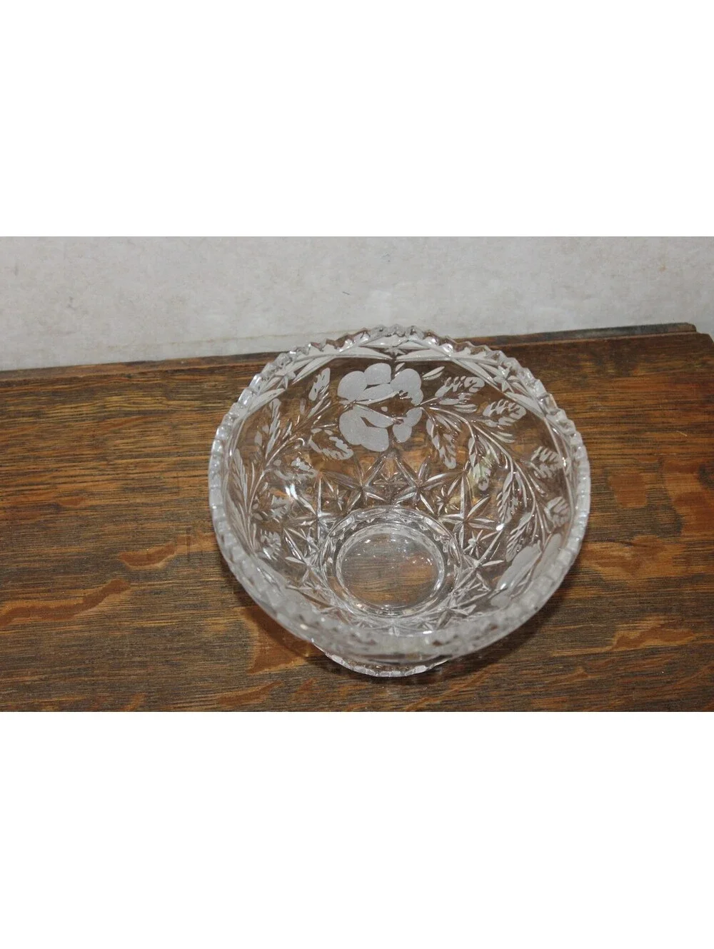 Vintage Crystal Clear Industries Lead Crystal Footed Bowl Yugoslavia Floral